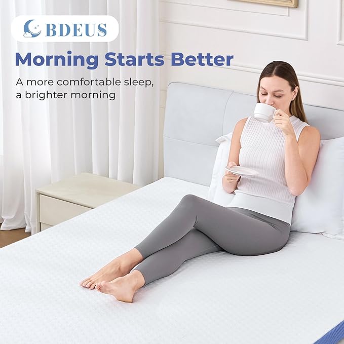 BDEUS 2 Inch Gel Memory Foam Mattress Topper King Size, Cooling Mattress Topper for Back Pain Relief, Non-Slip Design with Removable & Washable Soft Bamboo Cover.