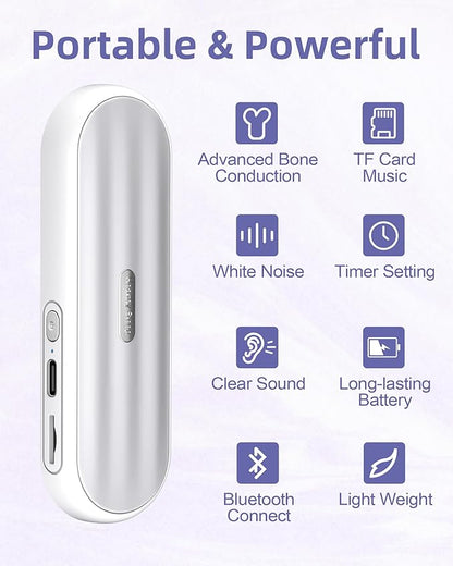 Private Bluetooth Speaker Under Pillow: Portable Bone Conduction Technology Sleep Aid with White Noise for Relaxation (White)