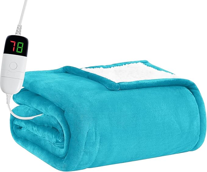 BOMOVA Heated Electric Blanket Full Size - 72" x 84" Heating Blanket with 10 Heating Levels & 8 Hours Auto Off, Warm Flannel Blanket, Christmas Birthday Gifts for Women