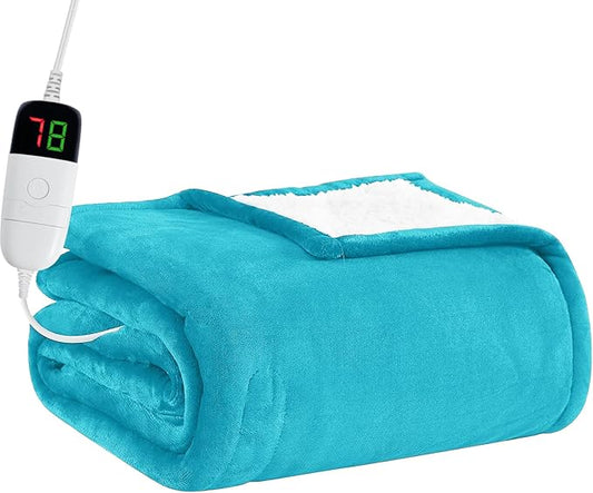BOMOVA Heated Electric Blanket Full Size - 72" x 84" Heating Blanket with 10 Heating Levels & 8 Hours Auto Off, Warm Flannel Blanket, Christmas Birthday Gifts for Women