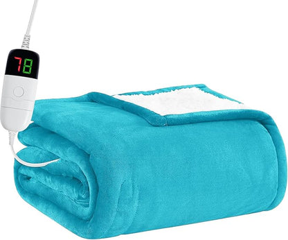 BOMOVA Heated Electric Blanket Throw Size - 50 x 60 Heating Blanket with 10 Heating Levels & 8 Hours Auto Off, Warm Flannel Blanket, Christmas Birthday Gifts for Women