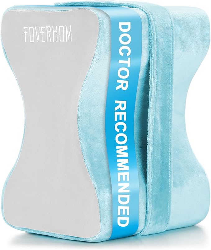 foverhom Memory Foam Knee Pillow,Orthopedic Leg Pillow for Sciatica Relief,Back Pain, Pregnancy, Leg Pain, Hip Pain and Sciatica Relief,Blue