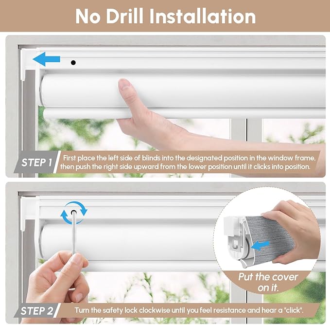 Kincmo No Drill Motorized Blinds with Remote, 100% Blackout Roller Shades for Windows, Custom Electric Blinds Compatible with Alexa, Apple Homekit, Google Home (100% Blackout Elegant Grey)