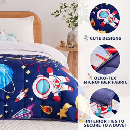 anfie Weighted Blanket Kids (40"x60" 5lbs), Weighted Blanket Cooling Blanket for Sleeping,Throw Size Breathable Blanket with Premium Glass Bead(Blue Aerospace)