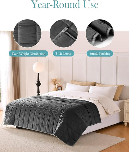 Topblan Weighted Blanket for Adults 12lbs, Soft Cooling Breathable Weighted Throw for Sleeping, Washable Heavy Blanket with Glass Beads for Winter, Sofa Bed, 48"x72" Twin Size