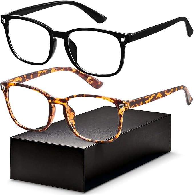 Blue Light Blocking Glasses - Fashion Square Eyeglasses, Anti UV Ray Computer Gaming Glasses Blue Blockers for Women/Men