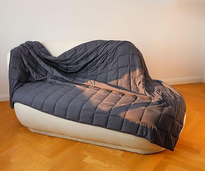 Weighted Blanket(60''x80'' 20lbs,Queen Size),Adults Heavy Blanket with Premium Cozy Cotton and Natural Glass Beads,Dark Grey