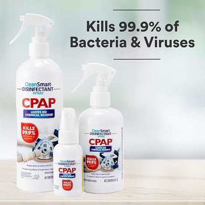 CleanSmart CPAP Disinfectant Spray, Kills 99.9% of Bacteria and Viruses on CPAP Equipment, No Residue, 16 oz (Pack of 2)