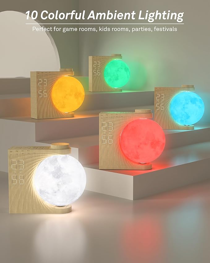 AIRIVO Alarm Clock for Bedrooms, Sunrise Alarm Clock Wake Up Light for Kids Teens, White Noise Sound Machine, Moon Light Dual Alarms for Heavy Sleepers, Night Light Clock for Preppy Room Decor