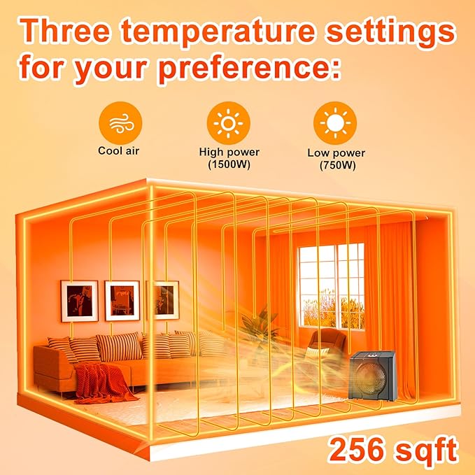 HEATIT Space Heater with Remote for Indoor, Digital Display with Thermostat，Containing Plasma & Ozone, 1-12H Timer,1500W/750W, Electric Space Heater for Office, Bedroom,Black,10.6"Dx7.0"W x 11.8"H