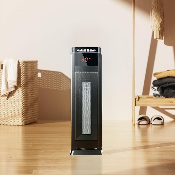 GiveBest Space Heater for Large Room, 24" Ceramic Heater with Remote Control 1H to 8H Timer ETL Certified Digital Oscillating Heater with Overheat Protection Tip-Over Switch for Indoor Use