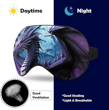 Sleep Mask Purple Dragon Purple Moon Sleep Eye Mask with Adjustable Strap Blindfold Travel Eye Shade Cover Eyemask Eye Cover Soft Eyeshade Patches for Sleeping Yoga