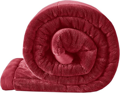 Madison Park King Cozy Blanket HeiQ Smart Temperature Plush to Microfiber Reverse Box Quilting, Reversible, Soft All Season, Lightweight Summer Cover, for Bed, Couch and Sofa, King, Burgundy