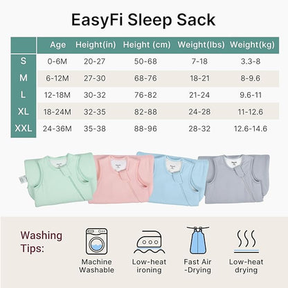Supersoft Rayon Made from Bamboo Sleep Sack 6-12 Months 1.0 Tog Toddler Sleep Sack Baby Wearable Blanket with 2-Way Zipper Unisex Sleeping Bag for Babies All-year-around - Gray