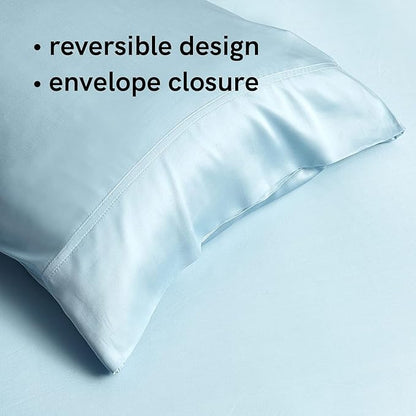 YnM Cooling Bed Sheet Set with 100 Percent Rayon Derived from Bamboo, 400TC Fabric with 1 Pillowcase and Flat Sheet, Deep Pocket Fit 19'', Silky-Soft & Sweat Wicking, 3 Piece (Twin, Light Blue)
