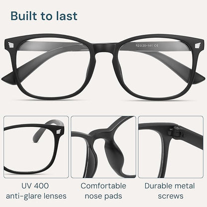 Gaoye Black Blue Light Glasses for Computer & Gaming - Anti UV Ray Lenses, Scratch-Resistant & Comfort Fit