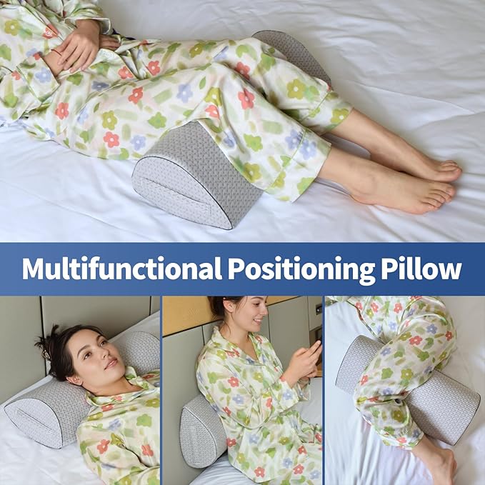 Knee Pillow for Side Sleepers – Ergonomic Memory Foam Leg Pillow for Sciatica, Hip & Back Pain Relief – Bolster Pillow for Back Sleeping, Under Knee Support with Carrying Strap & Washable Cover