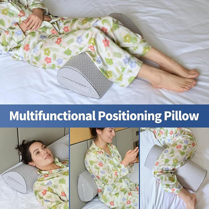 Knee Pillow for Side Sleepers – Ergonomic Memory Foam Leg Pillow for Sciatica, Hip & Back Pain Relief – Bolster Pillow for Back Sleeping, Under Knee Support with Carrying Strap & Washable Cover