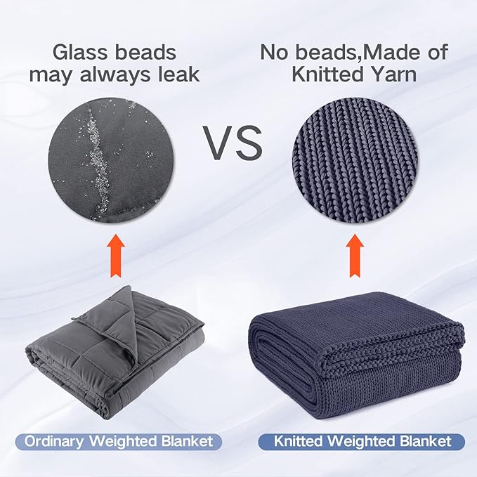Guohaoi Knitted Weighted Blanket for Adults (Dark Grey 48"x72" 20lbs) No Beads Cooling Throw Blanket for Hot Sleepers, Home Decor Breathable Chunky Knit Heavy Blanket Use on Full Size Bed