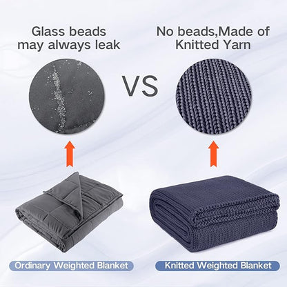 Guohaoi Knitted Weighted Blanket for Adults (Dark Grey 48"x72" 20lbs) No Beads Cooling Throw Blanket for Hot Sleepers, Home Decor Breathable Chunky Knit Heavy Blanket Use on Full Size Bed