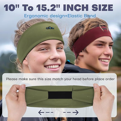 Sleep Headphones Bluetooth Headband for Side Sleeper, 17 Hour Playtime, Wireless Headband Headphones with HD Stereo Speakers for Workout,Running,Yoga, Ideal Gifts for Men, Women, Teens, Olive