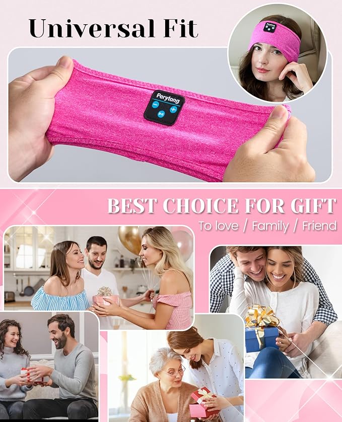 Perytong Sleep Headphones Bluetooth Headband Sleeping Headphones Wireless Sleep Headband with Comfortable Earbuds for Side Sleepers, Sleeping Eye Mask for Women Men Workout Running Cool Gifts