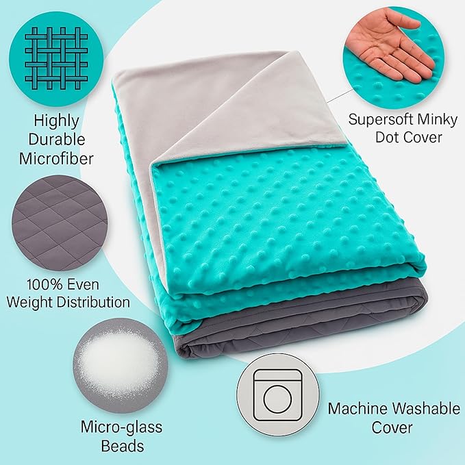 Super Soft Weighted Blanket for Kids with Removable Cover - Children Heavy Blanket for Girls - Kids Weighted Blankets