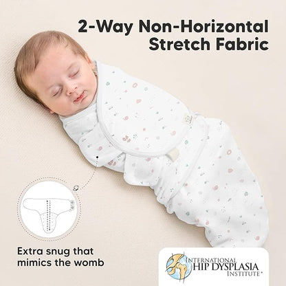 3-Pack Organic Baby Swaddle Sleep Sacks - Swaddles for Newborns, Infant 0-3 Months, Baby Girls, Boys, Soft & Snug Newborn Sleep Sack, Nursery Swaddling Blankets (Garden, OS)