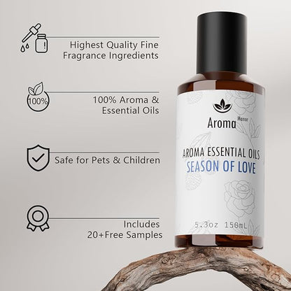 Hotel Fragrance Oil - Season of Love Essential Oils for Scent Diffuser - Rose, Orange, Lychee, Musk - Home Luxury Scents Aroma Fragrance for Home, Office