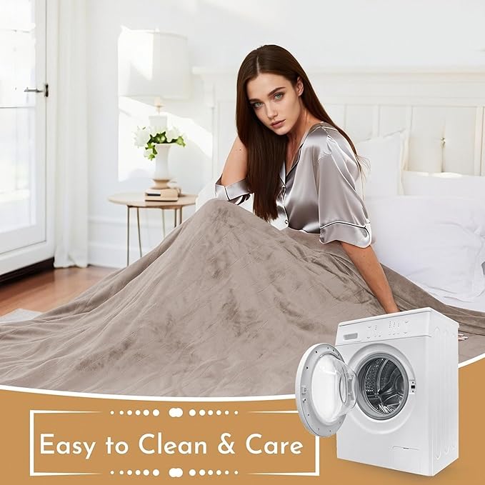 Electric Heated Blanket 72"x84" Full Size Flannel Heated Blanket, Cozy & Warm for All Night, 4 Heat Settings & 10 Hours Auto Off, Machine Washable, Linen