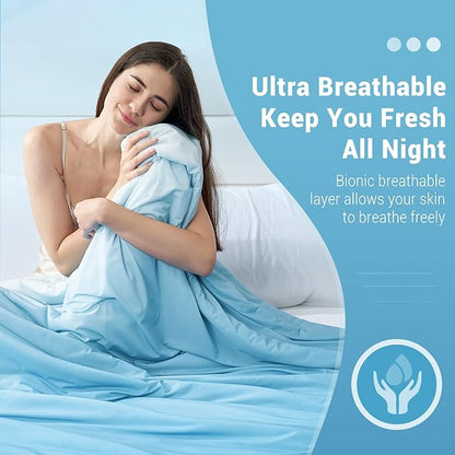 Elegear Cooling Comforter King Size Absorbs Body Heat to Keep Cool, Double-Sided Cooling Blanket for Hot Sleepers Arc-Chill Cool Fabric Q-Max>0.5, Lightweight Summer Comforter Ice Blanket, Light Blue