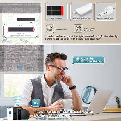 SmartWings Motorized Light Filtering Shades, 70% Blackout, Custom Size, Rechargeable Battery, Works with Matter/Apple HomeKit, Alexa, Thread/Zigbee, Remote Optional, 70% Safari Midnight