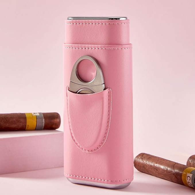 Cigar Case Travel Humidor Kit,The Leather Cigar Accessories with Case Cedar-Lined for Optimal Freshness- Men's Present Set for Home and Office