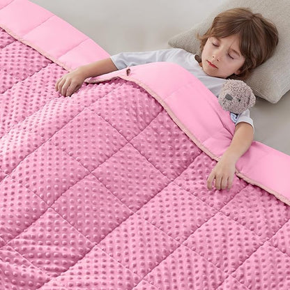 anfie Weighted Blanket Kids(40"x60" 5lbs) Weighted Blanket Cooling Blanket for Sleeping,Throw Size Breathable Blanket with Premium Glass Bead(Pink)