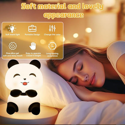 TLAOTNIY Squishy Cute Panda Night Light,Voice Controlled Light with 4 Color Modes Soft Silicone USB Charging Panda Lamp for Kids Room,Novelty Animal Night Lamp for Decor (C-1pack)