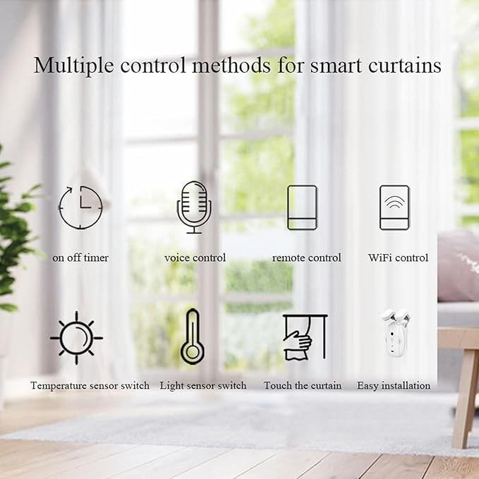 Automatic Curtain Opener, Smart Automatic Curtain Remote Control with APP Voice Control Timer Switch, Built in Temperature Light Sensor Electric Curtain Motor for Home Office
