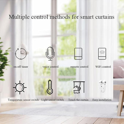 Automatic Curtain Opener, Smart Automatic Curtain Remote Control with APP Voice Control Timer Switch, Built in Temperature Light Sensor Electric Curtain Motor for Home Office