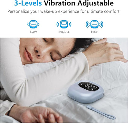 Vibrating Alarm Clock for Heavy Sleepers, Battery Operated Rechargeable Bed Shaker Under Pillow, Wireless,Vibration Adjustable,Wireless, Dual Alarms, Travel Portable Digital Clock for Hearing-impaired