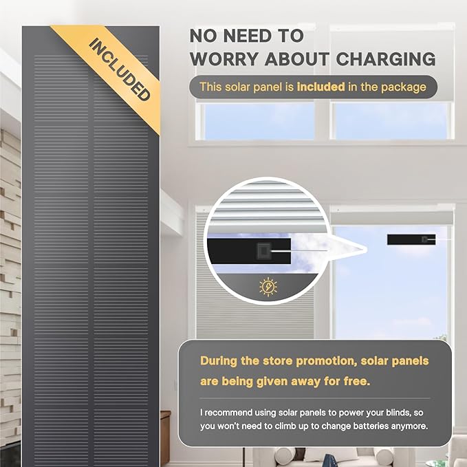 CINONEKO Custom Size(21-69"W x 22-93"H) Motorized Cellular Shades,No Drill Smart Honeycomb Blinds【Free Solar Powered】Automatic Blinds for Indoor Windows Cordless Electric Shades Compatible with Alexa