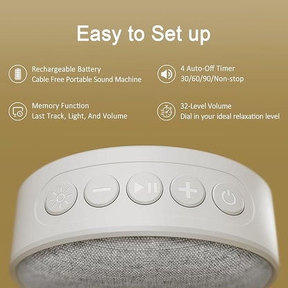 Hotmoon Portable White Noise Sound Machine 12 Soothing Sounds | Omini SE | 8 Night Light Colors | 4 Timers | Powerful Battery | Memory Function | for Home, Travel, Nursery Gift for New Mom & Baby