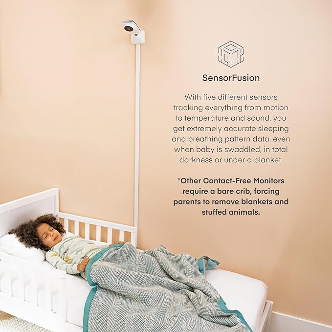 Miku Pro Smart Baby Monitor with Camera, Track Live Breathing with No Wearable, Real-Time Alerts, Sleep Analytics, 1080p Wi-Fi Video, Night Vision, and 2-Way Audio, Wall Mount Included