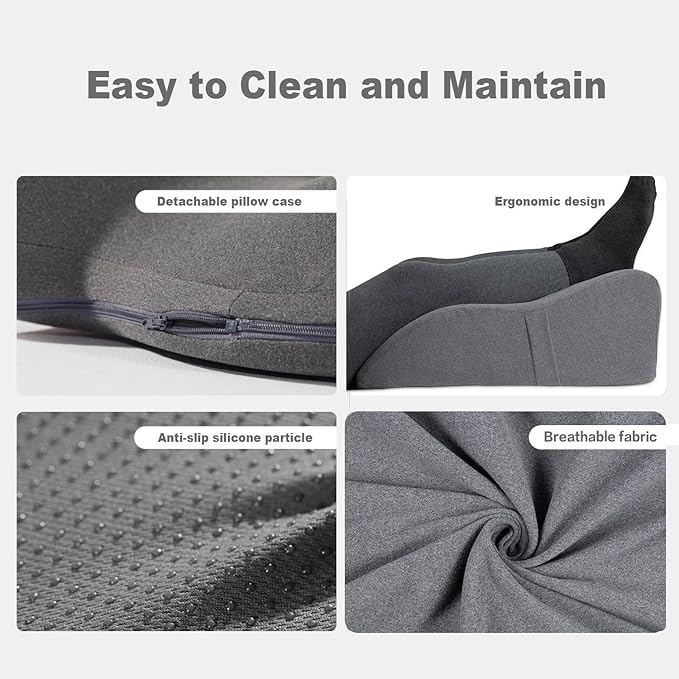 Leg Elevation Pillow with Soft Memory Foam, Wedge Pillow for Reading, Rest, Surgery, Relieves Back, Swelling, Hip, Knee Pain and Improves Blood Circulation