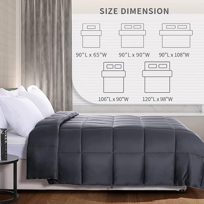 NEXHOME PRO Cooling Lightweight Comforter Queen, Organic Viscose from Bamboo Duvet Insert,Summer Bedding Blanket Cool for Hot Sleepers,8 Corner Tabs Dark Grey(90"x 90")