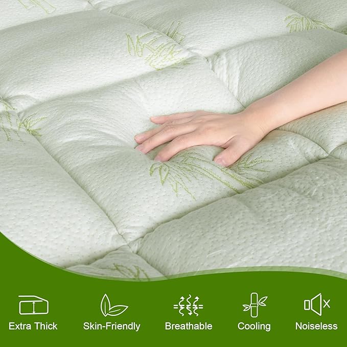 Pillow Top Mattress Topper Full Size, 4.5” Cooling Dual Layer Mattress Topper (2.7" Extra Thick Soft Plush Mattress Pad & 0.6" Gel Memory Foam &1.2" Firm Foam for Back Pain)