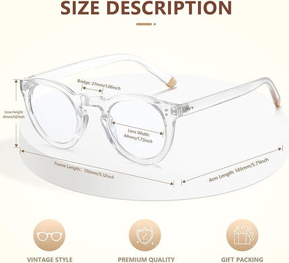EASY READ Retro Round Blue Light Blocking Reading Glasses for Women,Anti UV Readers for Women with Spring Hinge