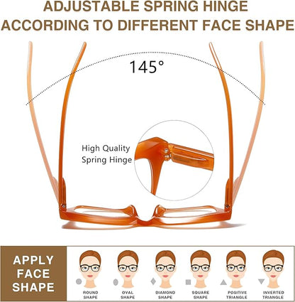 Readers for Women Oprah Style Square Reading Glasses with Spring Hinge Blue Light Blocking for Men Ladies