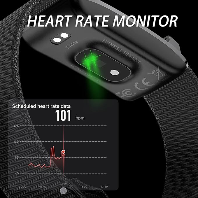 Fitness Smart Bracelet Wearable Fitness Wristband Heart Rate Monitor Sleep Tracker Pedometer Calorie Counter Call Reminder Multiple Sport Modes Remote Camera