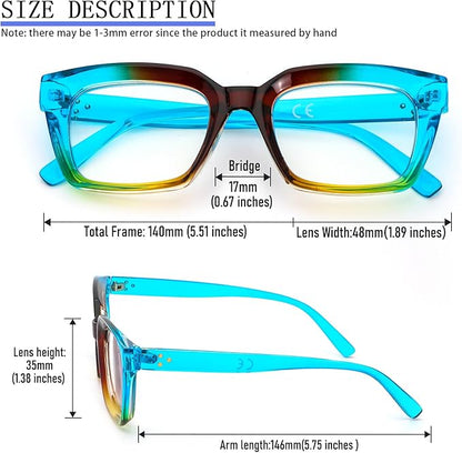 DXYXYO Reading Glasses 1.75 Women Blue Light Blocking, Oprah Style Square Oversized Computer Readers 3 Pack Retro Fashion, Blue+pink+brown