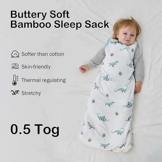 BubblePanda Rayon Made from Bamboo Sleep Sack 0-6 Months 0.5 Tog Soft Newborn Sleep Sack 3-6 Months for Infant Babies 2-Way Zipper Wearable Blanket Baby 0-3 Months