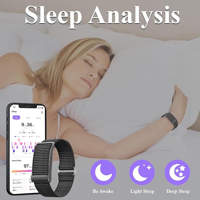 Smart Bracelet,Health and Fitness Tracker,24/7 Heart Monitor & Sleep Tracker, Multi-Sport Tracker Wristband with Free APP (Black)